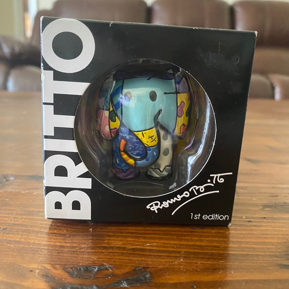 Romero Britto Lucky Elephant Mini Figurine 1st Edition Pop Art Giftcraft 331381